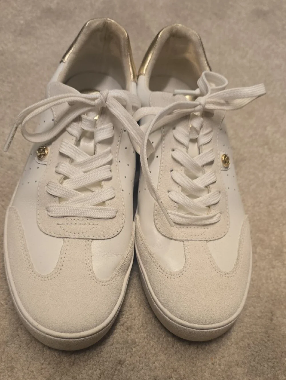 Michael Kors White Sneakers with Gold Heel Detail